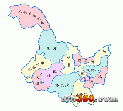 黑龙江省地图简笔画